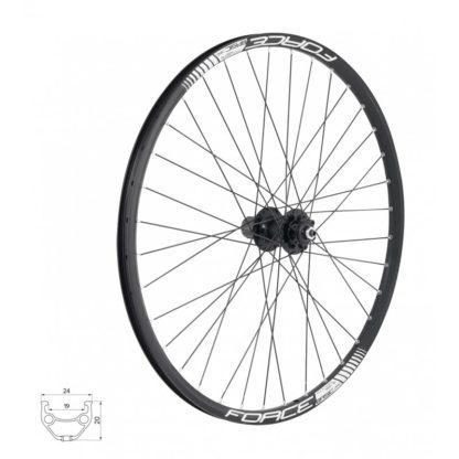 Roata spate Force 26, butuc aluminiu 32H, disc 6b, QR